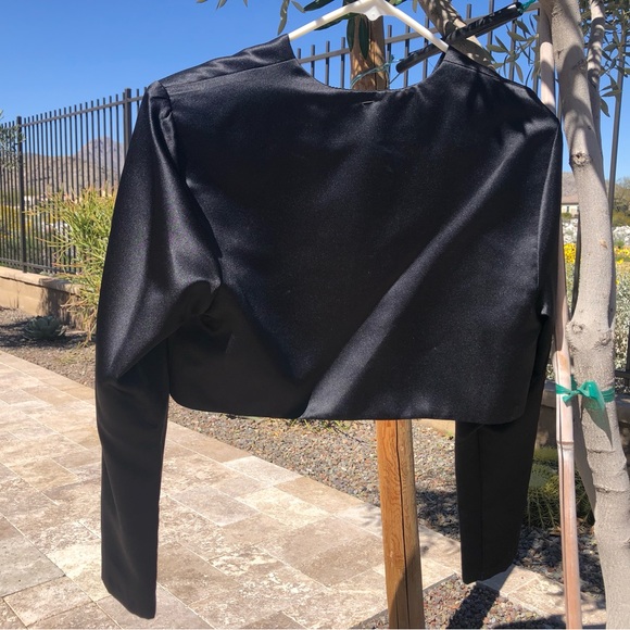 PROM READY FABULOUS BEJEWELED HALTER NECK LOW BACK SATIN GOWN W/Matching Jacket - Picture 13 of 14